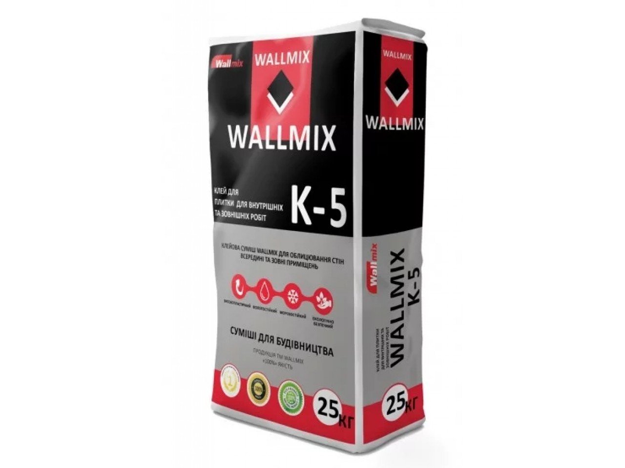 Клей для плитки Wallmix К-5 для внутренних и наружных работ 25 кг