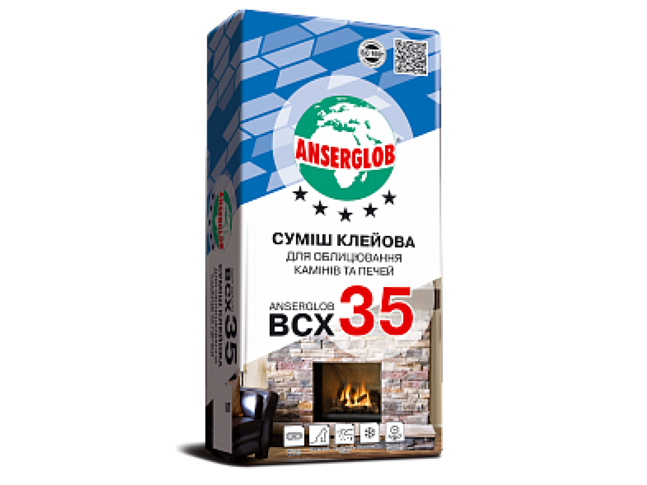 Клей для камінів і печей Anserglob BCX-35 25 кг