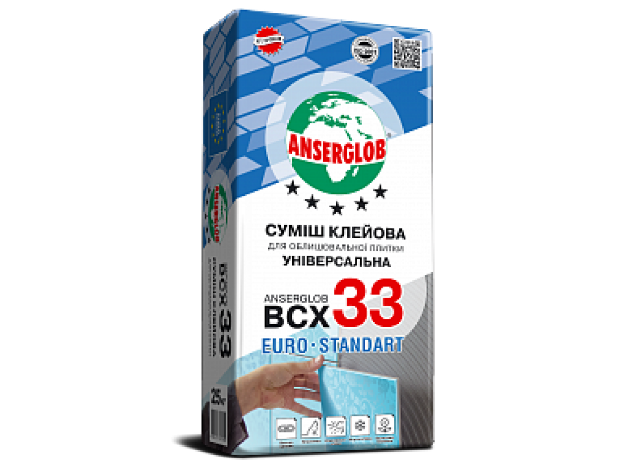 Клей для плитки Ансерглоб ВСХ-33 (Anserglob ВСХ-30) 25 кг