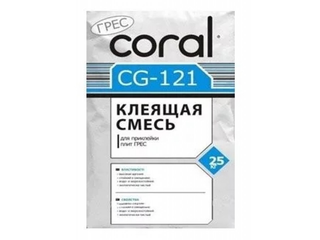 Клей для плитки і керамограніта Корал ЦГ 121 (Сoral CG 121) 25 кг