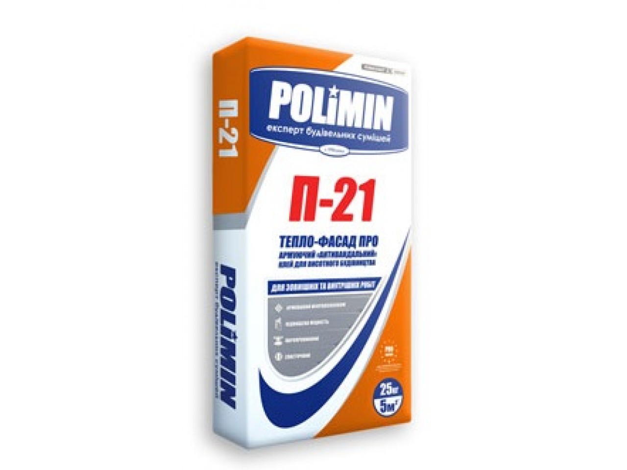 Клеящая смесь Polimin Тепло-фасад П-21 ( Polimin P-21) 25 кг 