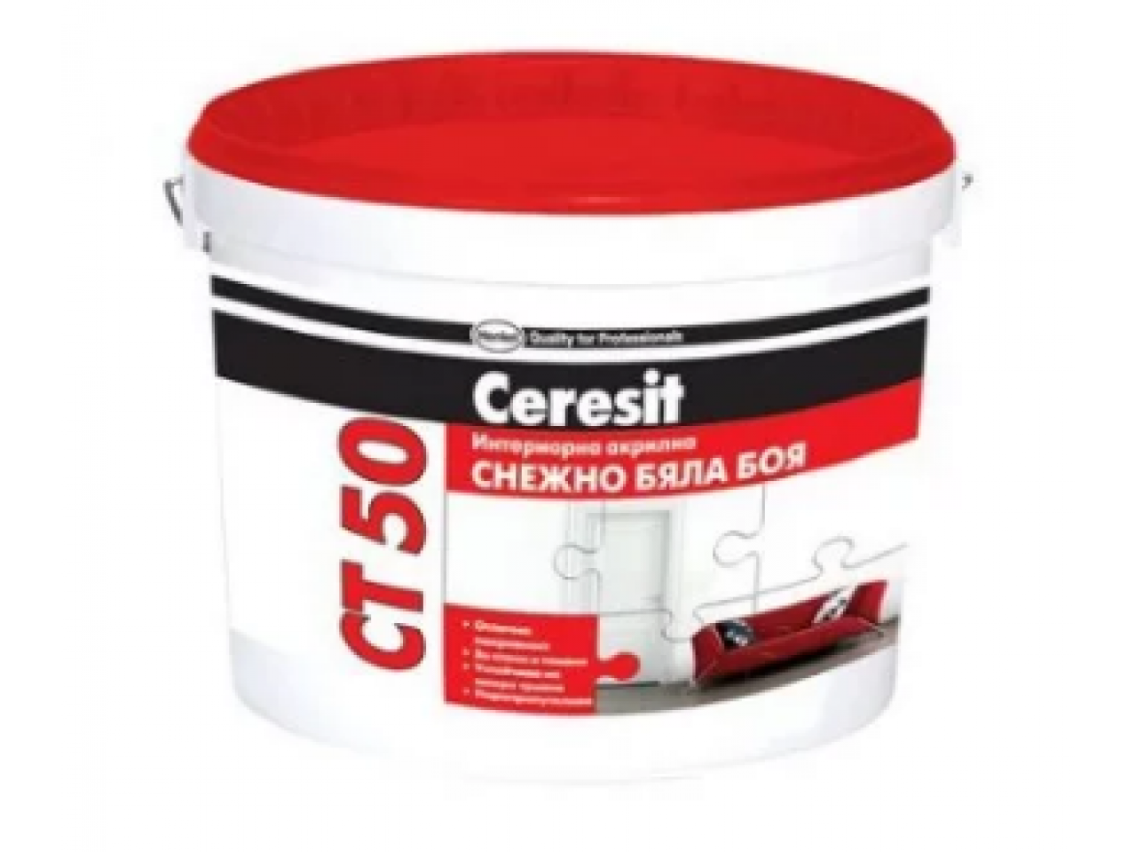 Краска интерьерная акриловая CERESIT CT-50 (Церезит СТ-50) Белоснежная (7кг/5л)