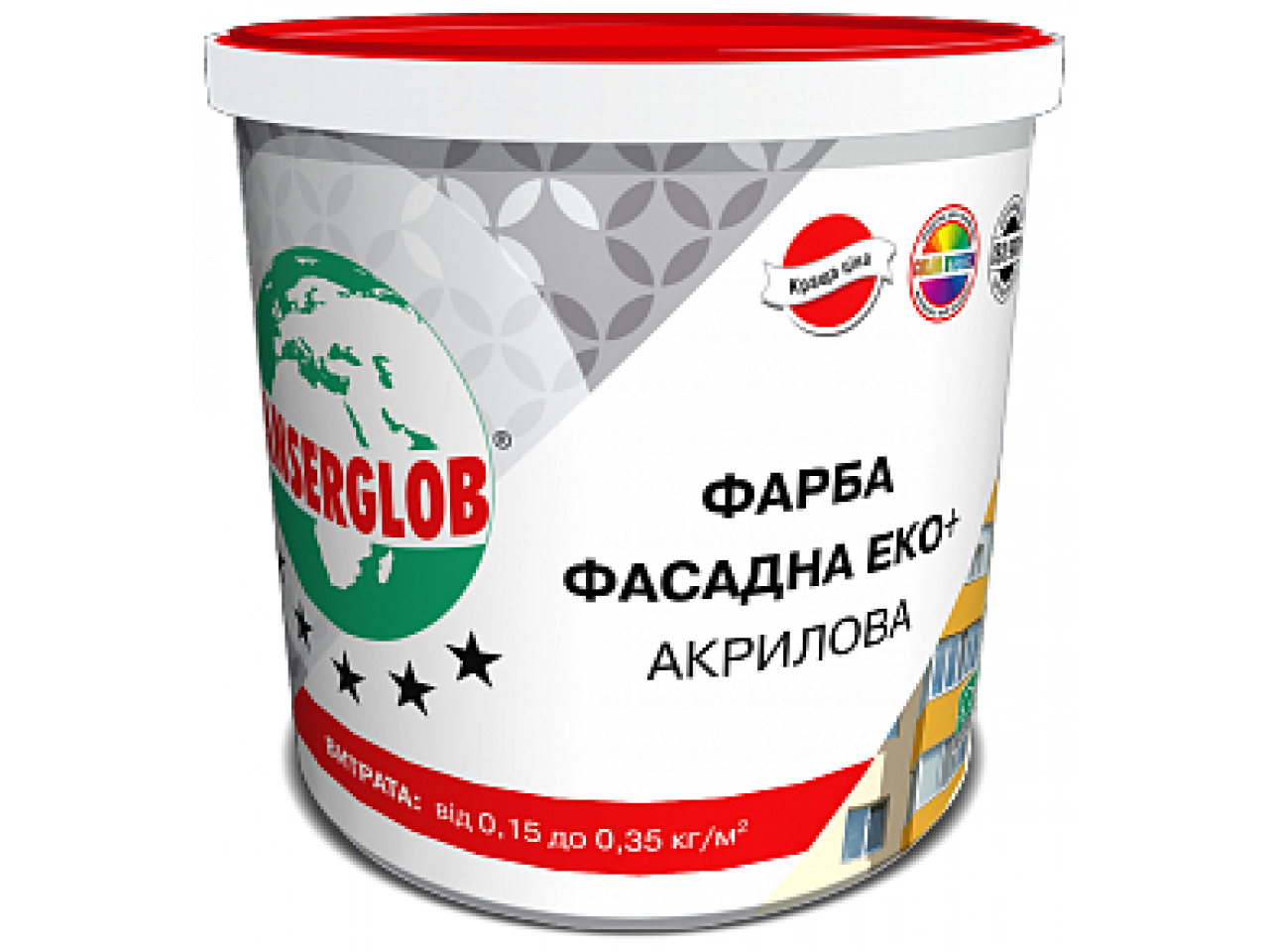 Краска фасадная Anserglob Фасад Эко+ акриловая (14 кг/10 л)