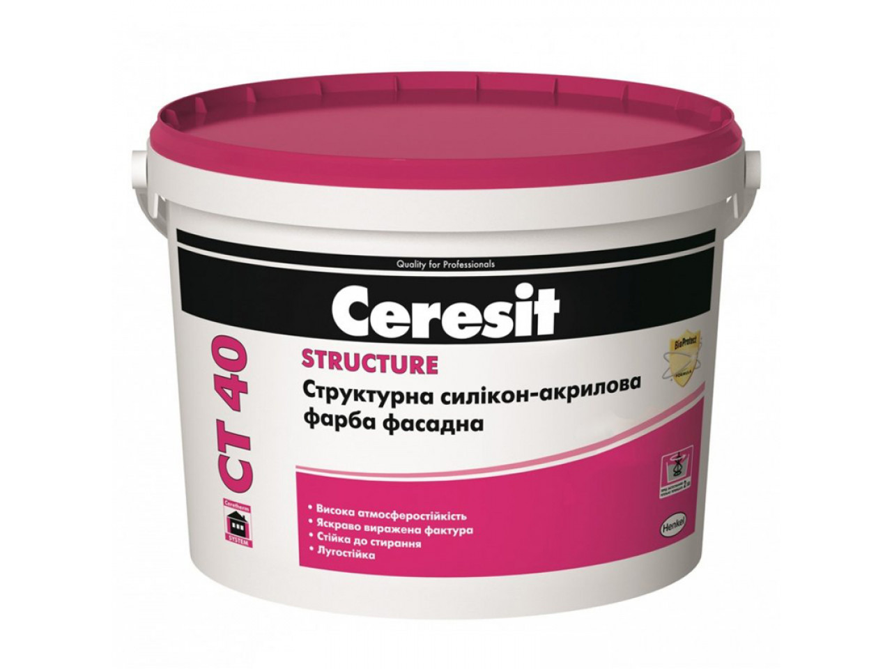 Фарба фасадна CERESIT CT-40 структурна акрилова (14 кг/10 л)