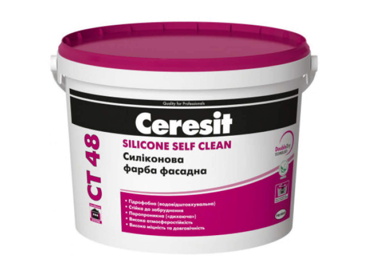 Фарба фасадна CERESIT CT-48 силіконова прозора (14 кг/10 л)