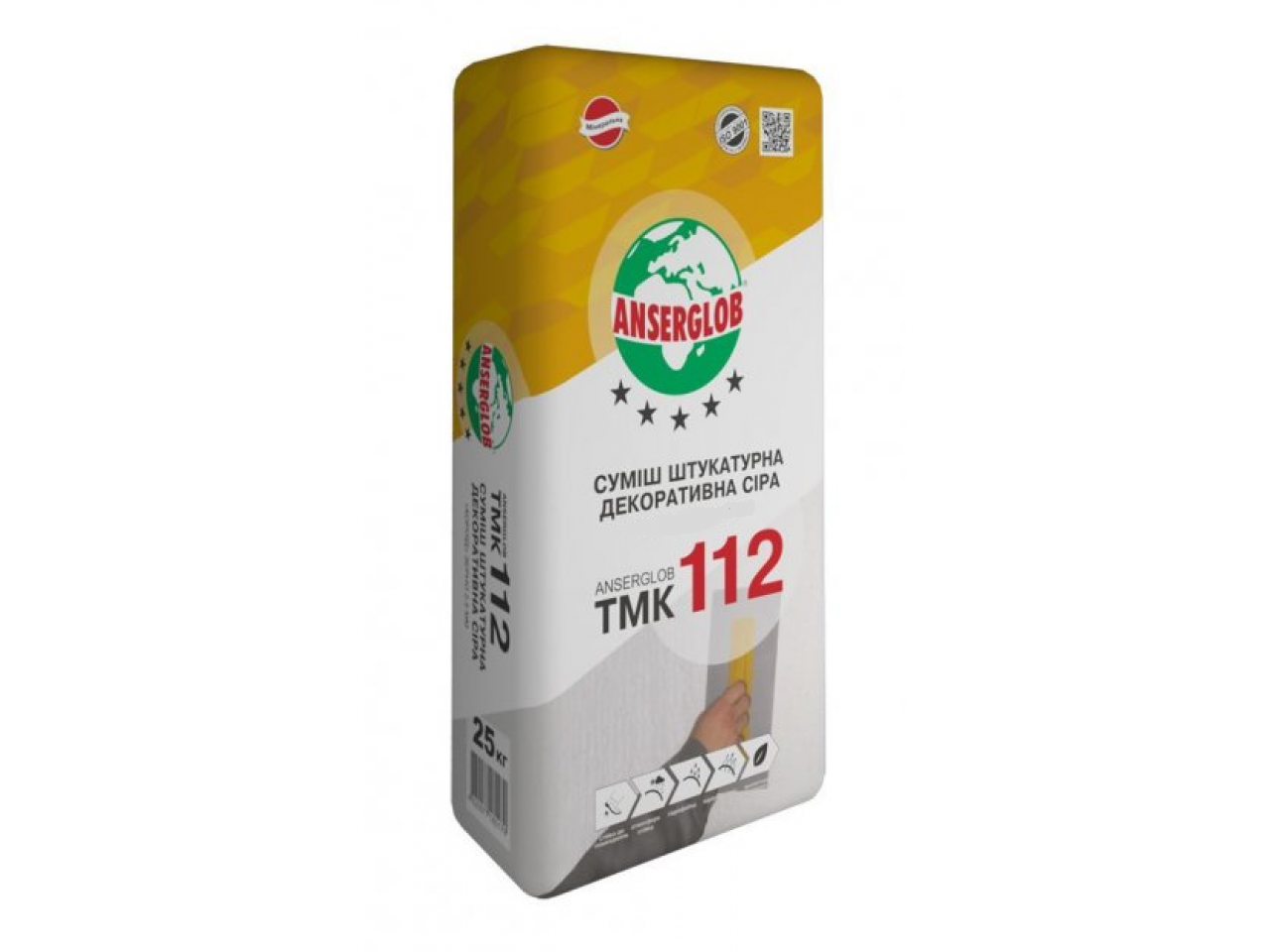 Декоративная штукатурка «Короед» Ансерглоб ТМК 112 (Anserglob TMK 112) зерно 3,5 мм серая (25 кг) 