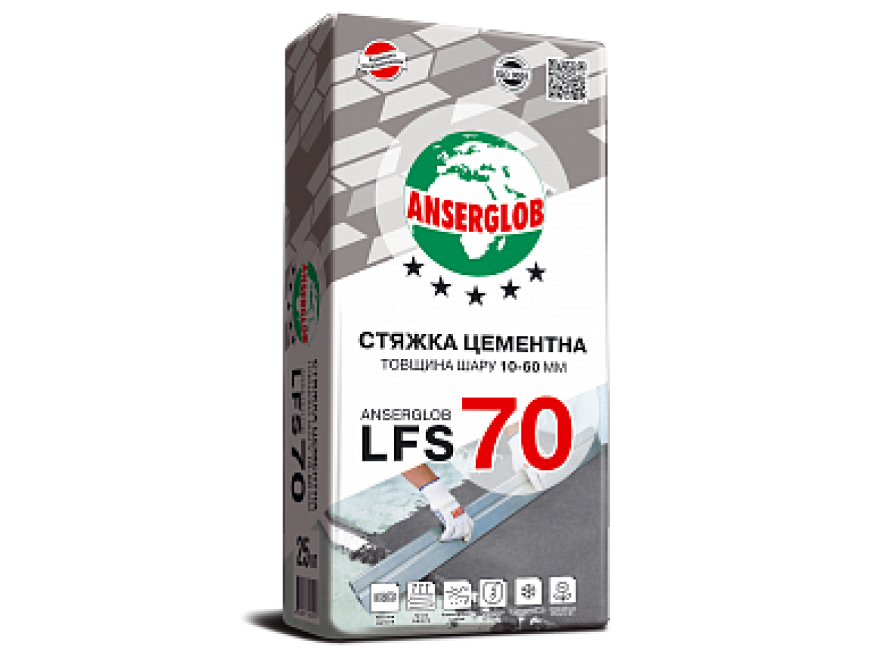 Стяжка цементна Ансерглоб ЛФС 70 (Anserglob LFS 70) 10-60 мм 25 кг