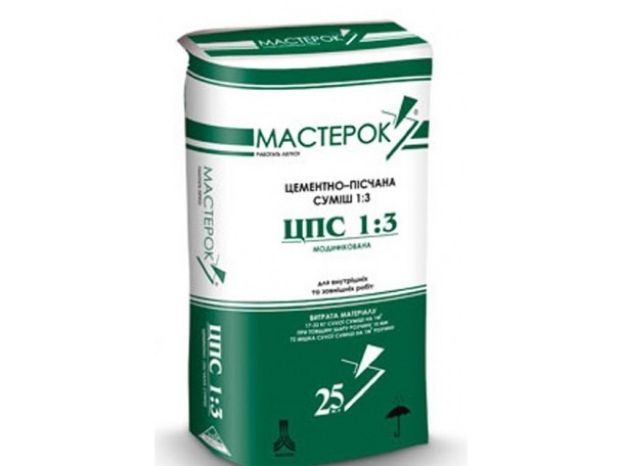 Цементно-піщана суміш 1: 3 ЦПЗ Мастерок (Mаsterok) 25 кг
